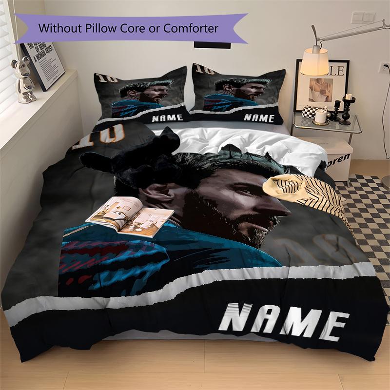 Custom Name World Champion Bedding 3 Piece Set HD Print Duvet Cover Pillowcases for Teens Adult Bedroom Decoration
