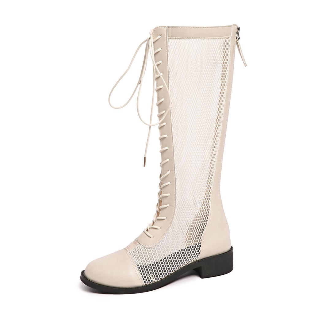 Полые сапоги женские прилив 2025 лето новые сапоги Martin женские тонкие высокие сетчатые сапоги длинные сапоги на толстой подошве