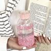 Бутылка для воды Kawaii, эстетический стакан для льда, кофе, сока, чая, симпатичные пластиковые стаканчики с бантом и крышкой-соломинкой, портативная бутылка для питья