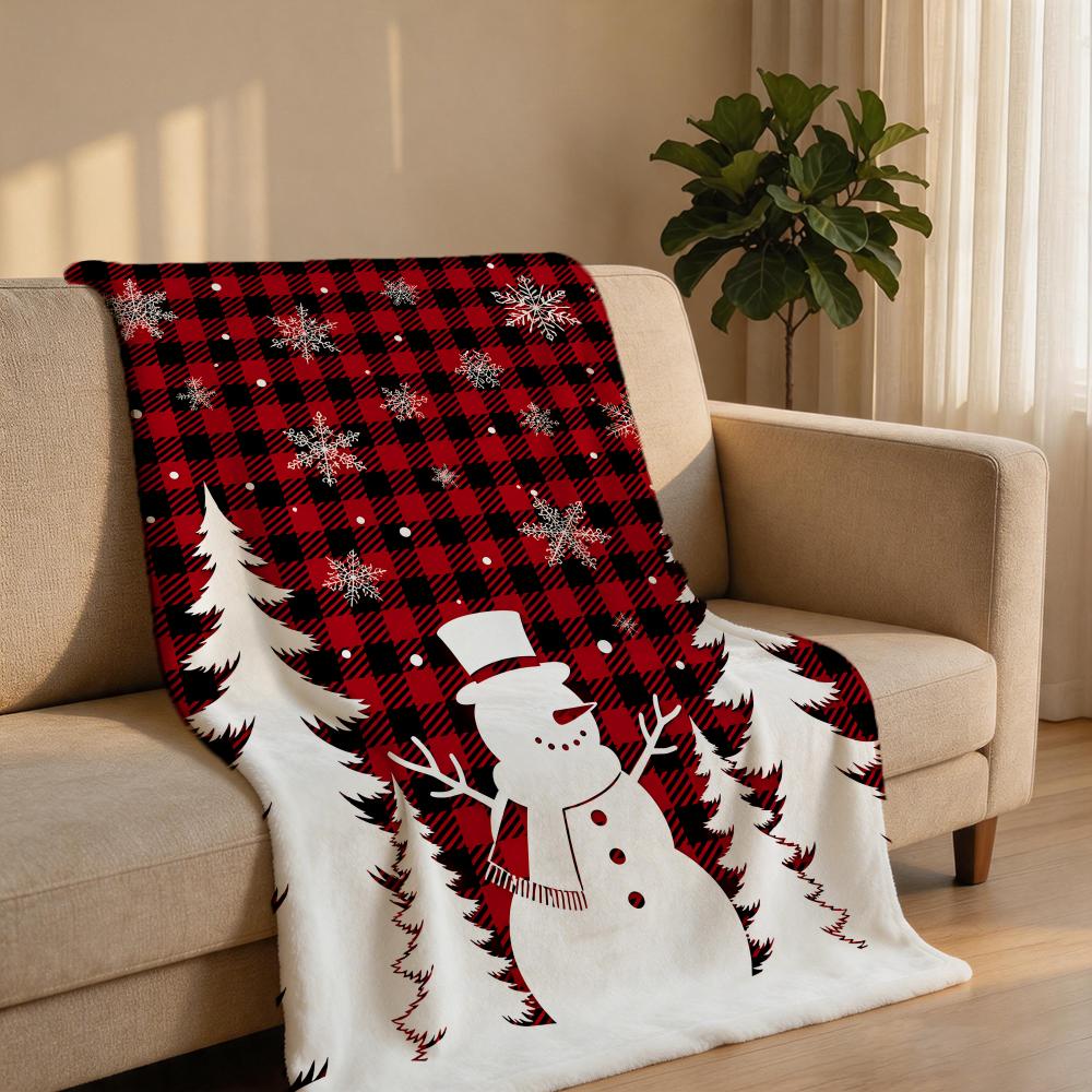 Red Plaid Winter Pack Throw Short Plush Throw Blanket Soft Skin-Friendly Multi-Scene Home Office