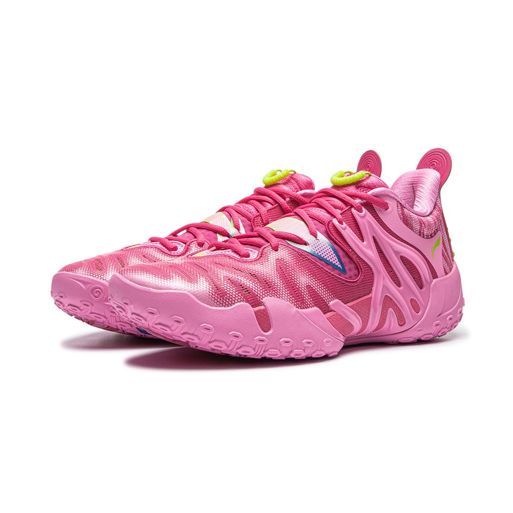 Li Ning Fan Wu 6 Ультралегкая технология Сетчатые Баскетбольные Кроссовки Мужские Кроссовки Ярко-Розовые ABFW019-10
