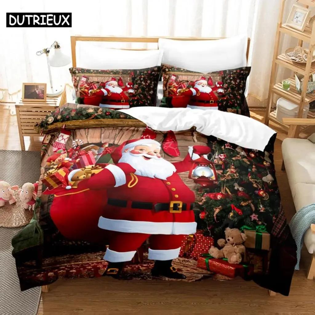 3D Christmas Quilt Cover Comfortable Duvet Quilt Cover Pillowcase Bedding Set Children Bedroom Decoration Home Textile
