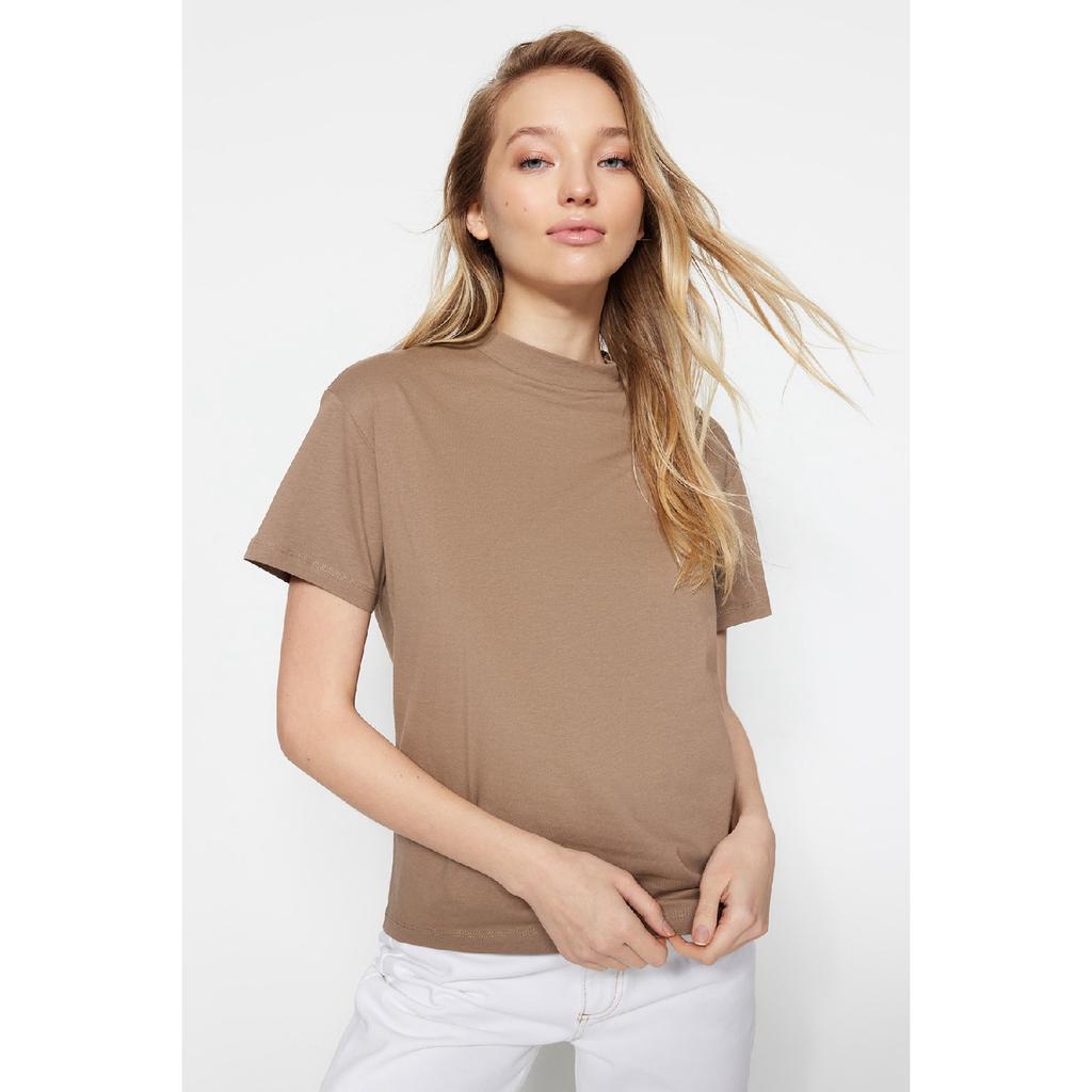 Комплект из двух бело-черных трикотажных футболок с воротником стойкой из 100% хлопка Twoss20ts1500