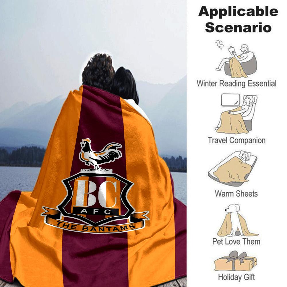 Фланелевое одеяло с принтом Bradford City AFC Высококачественное Теплое Удобное Покрывало для Всех Сезонов Идеально для Подарков Декор Дома