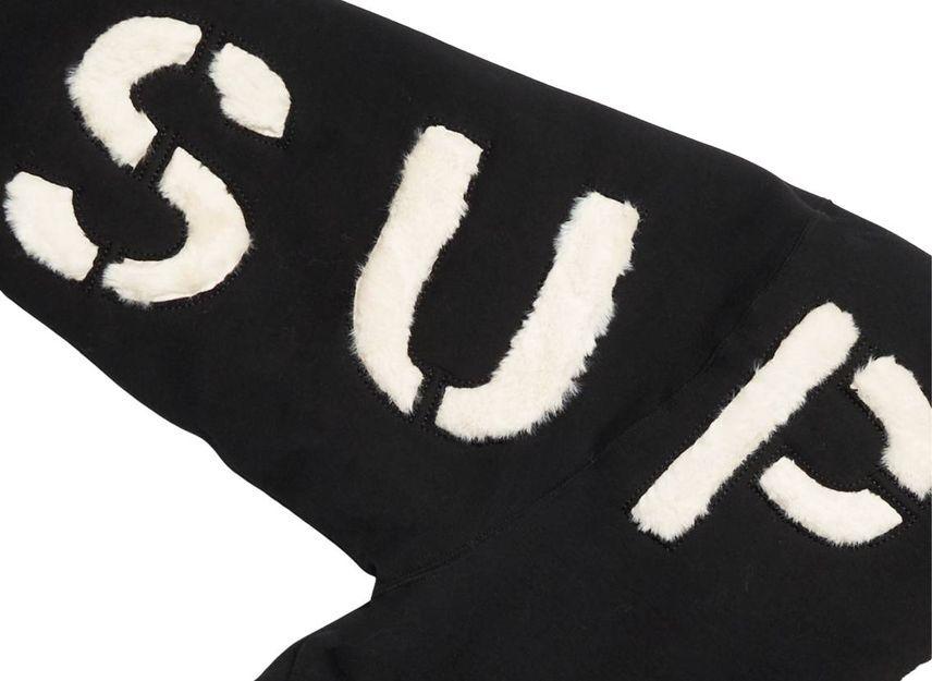Supreme Черная толстовка с капюшоном на молнии, на подкладке из искусственного меха
