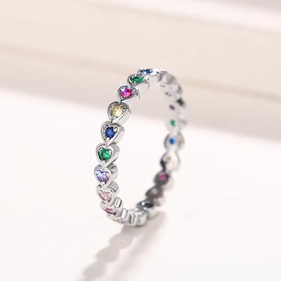 Новое кольцо Rainbow Heart, популярные легкие роскошные кольца в форме любви, цветные многослойные женские кольца