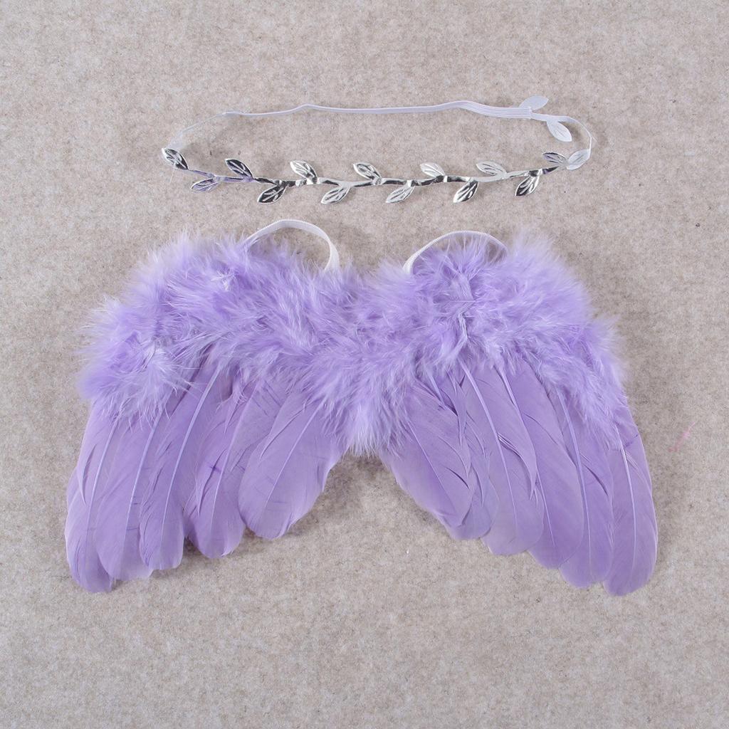 Feather Angel Rhinestone Headband Set Baby Chiffon Flower Headband Hair Accessories Newborn Po Prop Costume
