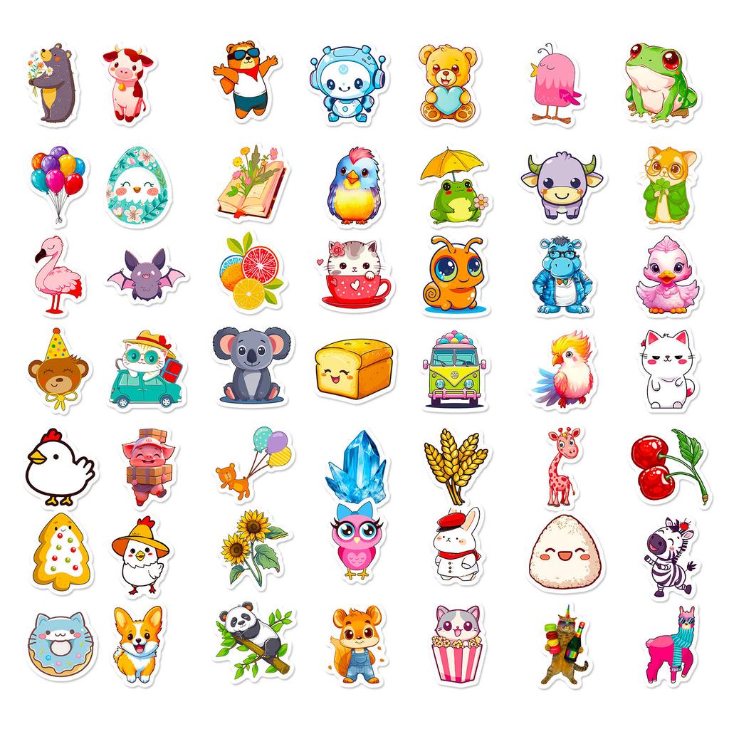 100 Small Size 4Cm Animal Food Small Fresh Cartoon Graffiti Sticker Diy Luggage Mobile Phone Case Sticker