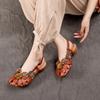 Retro Women's Sandals Flower One-line Buckle Hollow Upper Cover Toe Shoes Women Leisure Literature Breathable Sandalias De Mujer