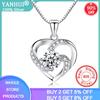 Original Solid 925 Silver Chain Choker Necklace Luxury Crystal CZ Love Heart Pendant Necklaces Women Party Jewelry Gifts