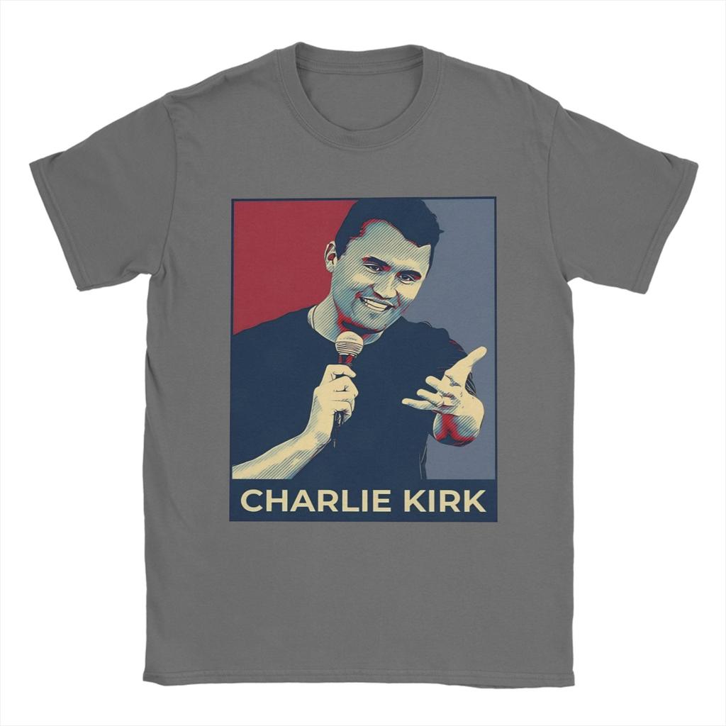Charlie Kirk RIP Men T Shirts Amazing Tee Shirt Short Sleeve Round Neck TShirts 100 Cotton Printing Clothing