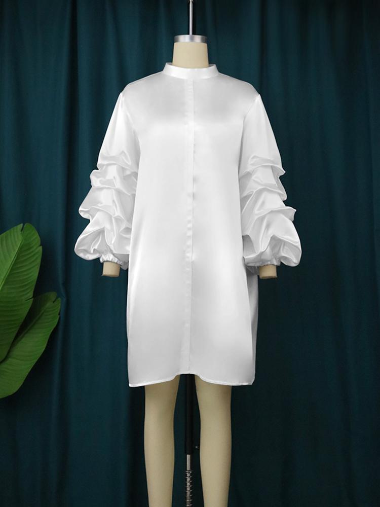 AOMEI Белое свободное платье для женщин, прямые платья до колена с длинными рукавами и длинными рукавами для офиса, большие вечерние платья для женщин