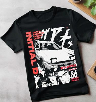 Initial D Футболка Ицуки Фудзивара Аниме Манга Фильм Мужская и Женская Рубашка Летняя Хлопковая Удобная Свободная Верх
