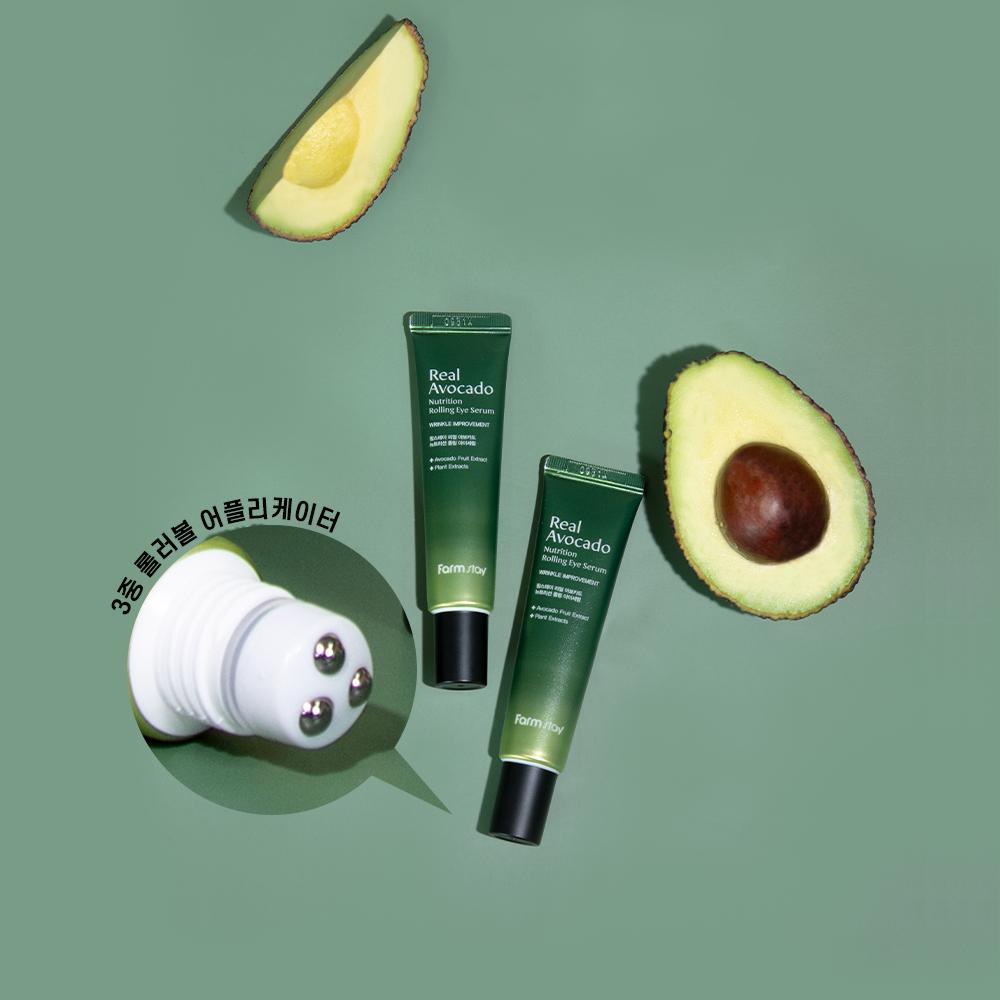 Farmstay Real Avocado Сыворотка-ролик для кожи вокруг глаз с авокадо 25 мл – Увлажняющий и восстанавливающий уход, Корейская