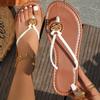 Модные женские тапочки 2025 Лето Нескользящие шлепанцы с перемычкой для пальца Большой размер Плоские тапочки Праздничные сандалии Новая дизайнерская обувь Слайды Женские
