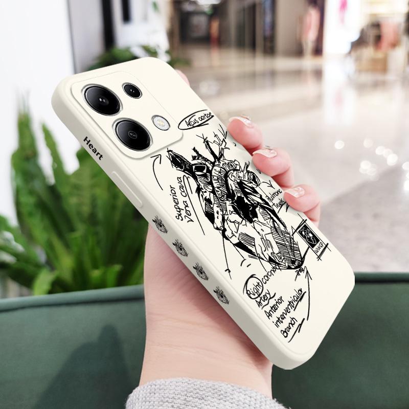 Чехол для телефона 'Эскиз Сердца' для Xiaomi Redmi Note 14 13 12 12S 11 11S 10 10S 9 9S Pro Plus 4G 5G Жидкий Силиконовый Чехол