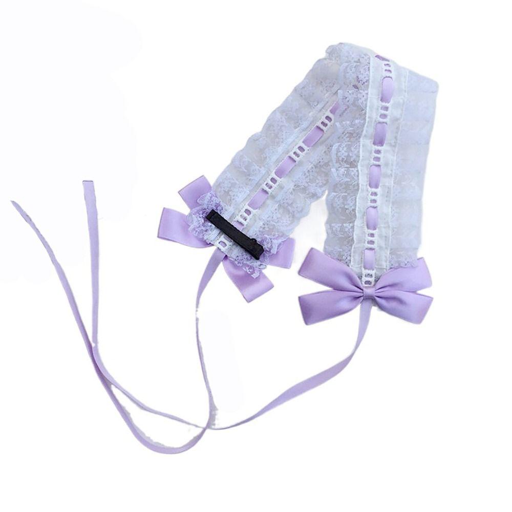 Многоцветная повязка на голову в стиле Лолиты с зажимами, милая кружевная повязка для волос, подарочный головной убор с бантом и лентой, женский головной убор
