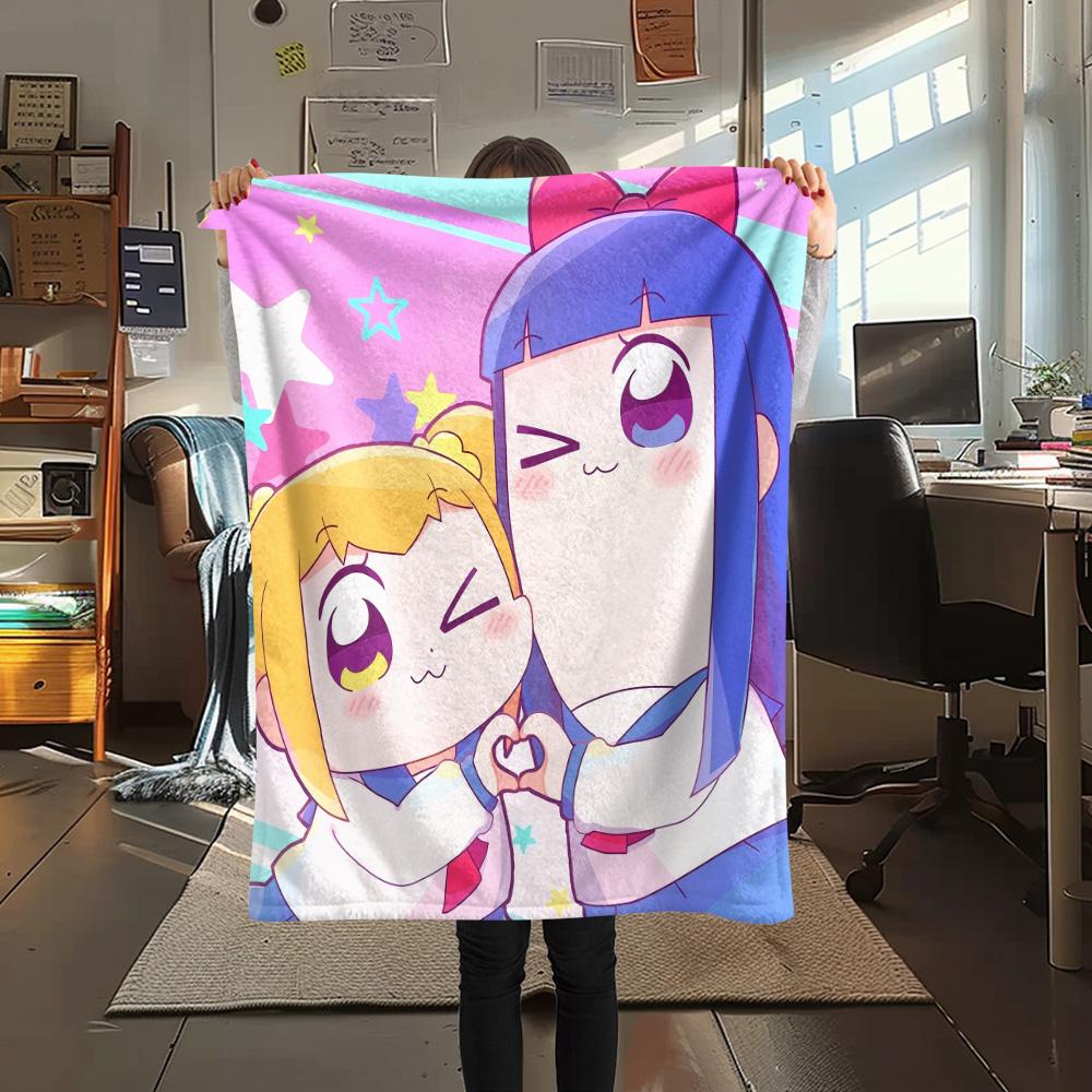 Pop Team Epic Print Flannel Blanket, High quality Comfortable for All Seasons, Home Decor, Warmth and Comfort