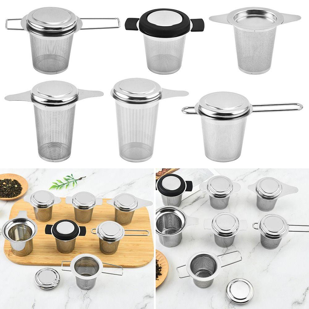 Reusable Infuser Fine Stainless Steel Coffee Lid Leaf Spice Filter Infuser Tea Strainer Filters