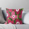 Iconic Retro Scandinavian Flowers In Pink and Green Throw Cushions & Pillows Without Core