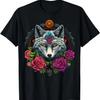 Мандала Волк Цветы Розы Искусство - Животное Волк Футболка