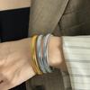 Waterproof Stainless Steel Retro Elasticity Thick Metal Polish Bracelet  Gold Plated Trend Fashion Unisex Jewelry Men Women