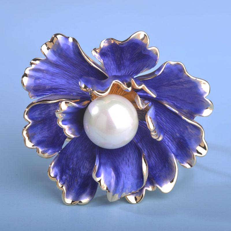 Blucome Эмалированный шарф с имитацией цветка и пряжкой для женщин, золотой цвет, цельный шарф с тремя петлями, брошь без булавки, Bijoux