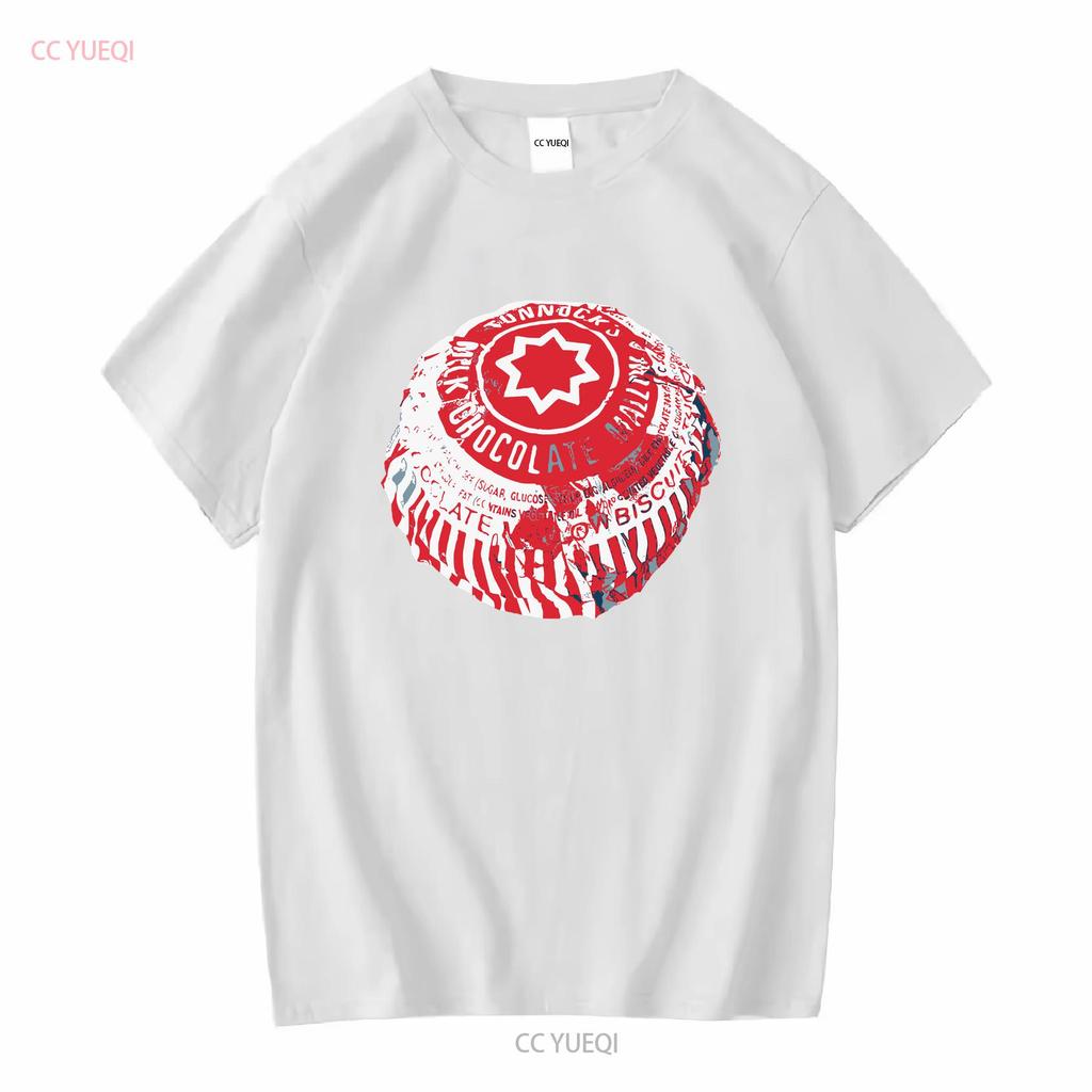 Tunnocks Tea Cake Pop Art White and Red Design T Shirt long or short sleeves vintage Washed designer clothes Comfortable