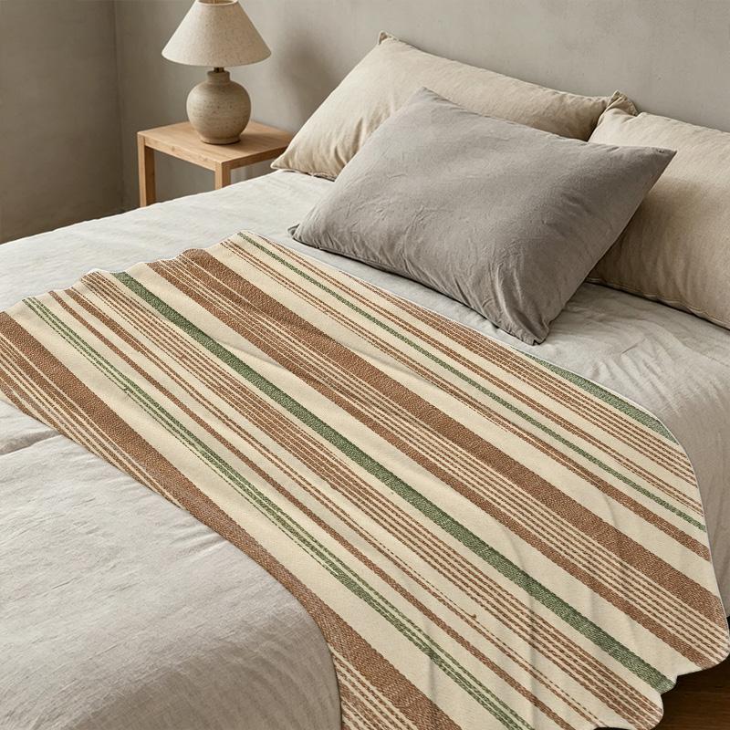 4 Seasons Striped Fleece Blanket | Thick Soft Warm, Perfect for Home Relax, Guest Room Single Use, Christmas & Halloween