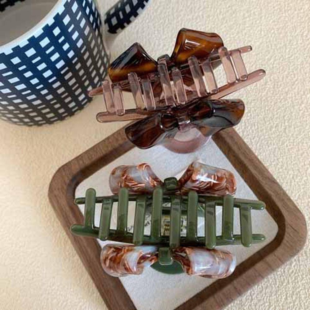 Hair Clip Retro Bow Acetate Hair Claw Hairpin Shark Clip Cute Solid Color Shark Clip Travel