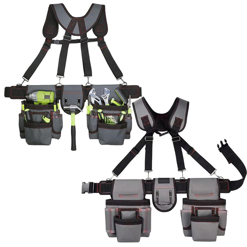 Adjustable Tool Belt with Suspenders Large Capacity Combined Tool Organizer Work
