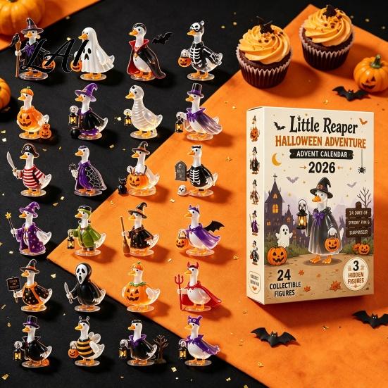 Halloween Advent Calendar 2026 with 24 Horror Ducks Figures Days of Theme Gift Box Countdown Acrylic for Adult Teens Kids Boys Girls Surprise Gifts
