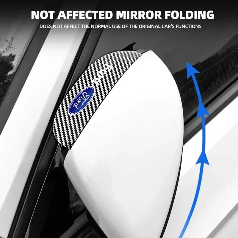 Car Sticker Hot For Ford 2Pcs Carbon Fiber Car Rearview Mirror Eyebrow Rain Cover For Ford Focus Mondeo Kuga Fiesta MK7 Escort E