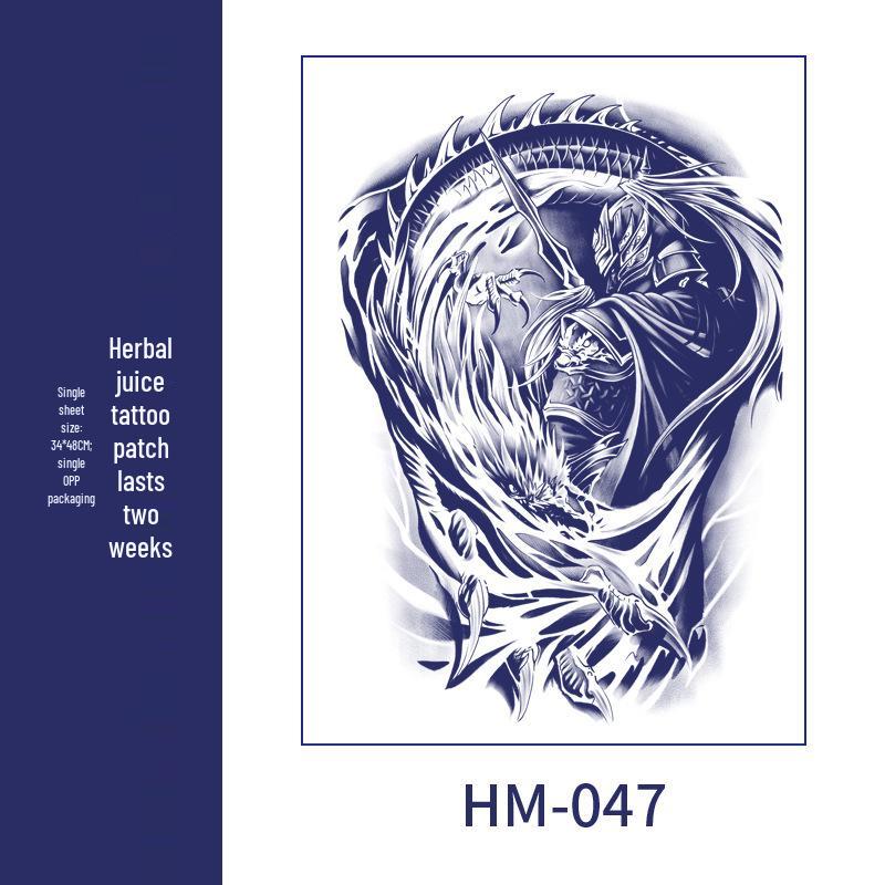 Waterproof Men's Herbal Tattoo Stickers: Full & Half Back, Long-Lasting, Large Floral Designs for Chest & Arm.