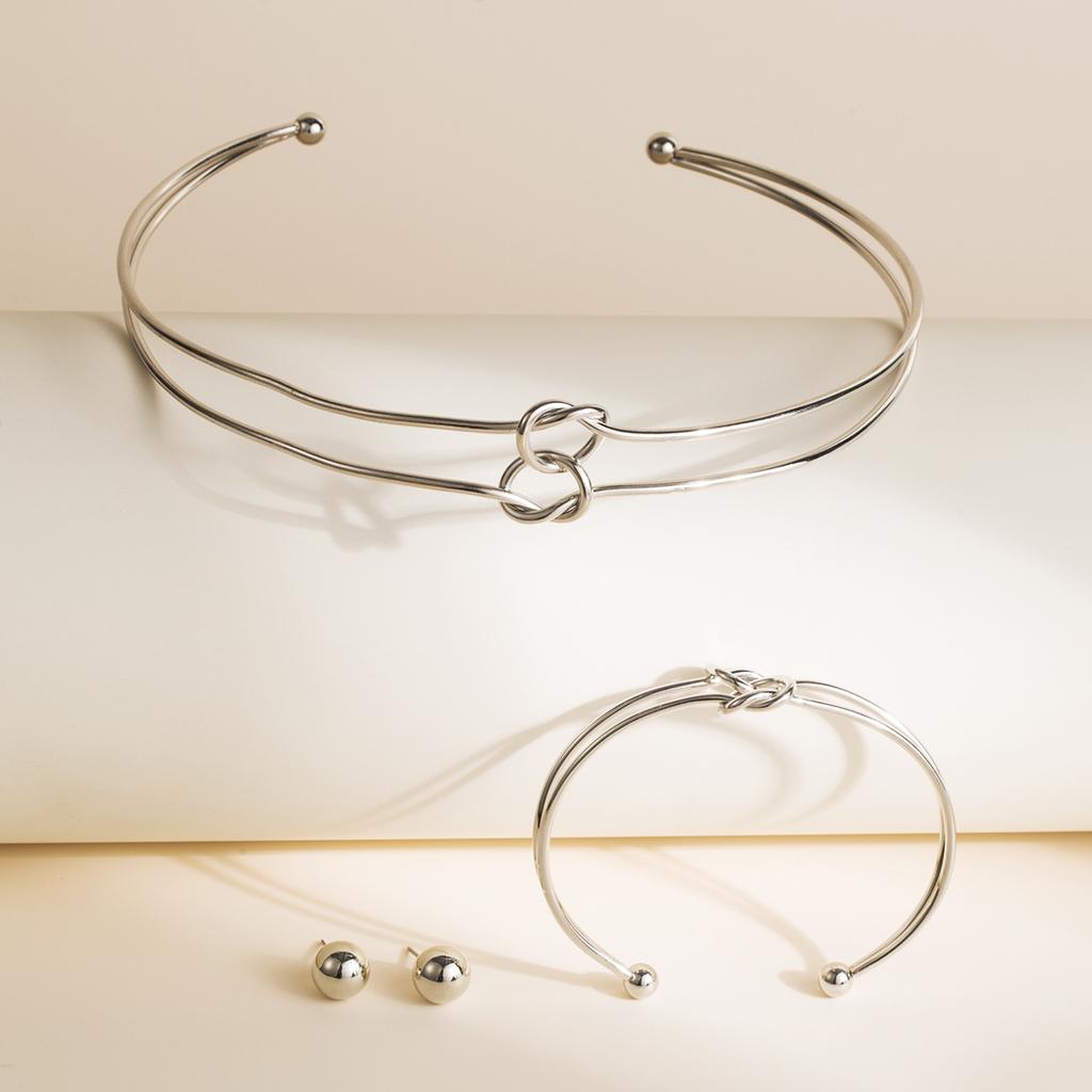 Tooxika Personalised Trend Exaggerated Punk Ring Buckle Women Collar Open Design Vintage Necklace Set