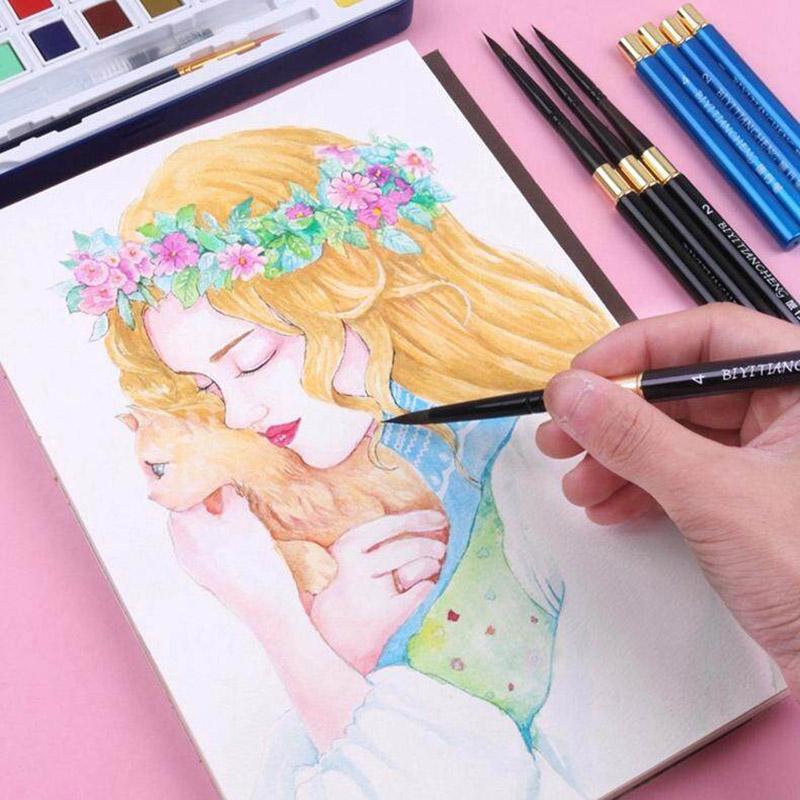 JOWOART акварельная кисть из шерсти животных с заостренной круглой головкой, набор дорожных ручек, металлическая ручка, портативная кисть для гуаши для уличного эскиза, профессиональное искусство