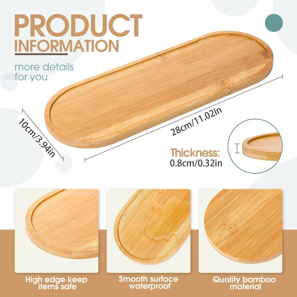 Bamboo Tray Decorative Bathroom Counter Tray Rounded Edges Bamboo Candle Holder Home Decor Countertop Organizer Holder for Soap