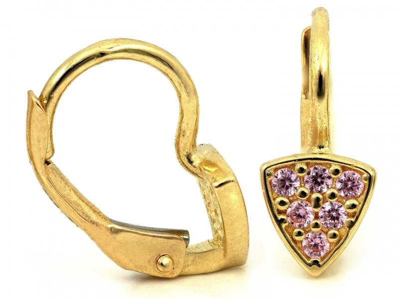Children's 585 gold earrings with cubic zirconia 1.28g, elegant design for a child