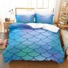 Laser Gradual Change Fish Scale 3D Digital Printing Three-Piece Set, Quilt Cover Pillowcase Home Textile Bed Sheet Kit