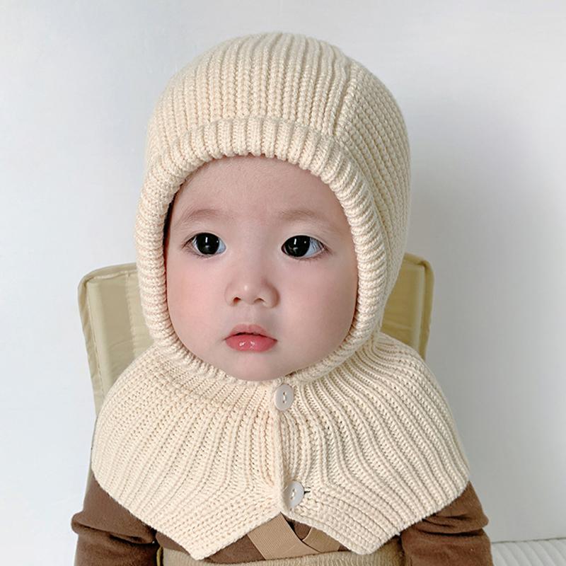 Осень И Зима Однотонная Теплая Защита Ушей Детская Шапка Однотонная Ветрозащитная Детская Шерстяная Вязаная Шапка