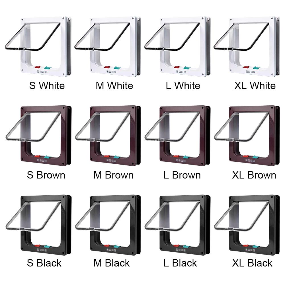 Cat Dogs Flap Doors Cat Puppy Safety Gate Puppy Kitten Safety In&out Pet Door with 4 Way Security Lock Transparent Thin Cat Door