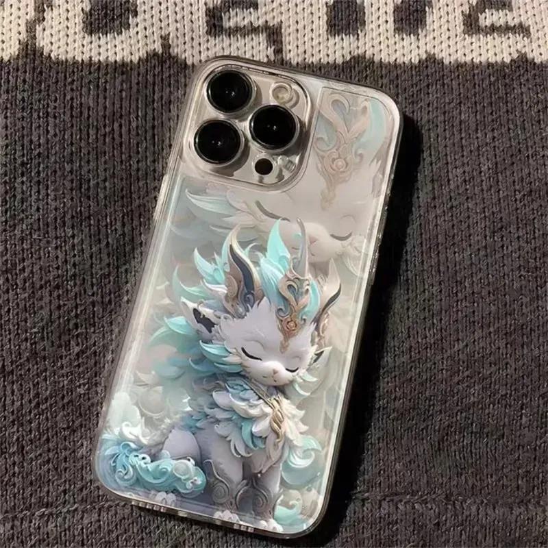 Год Дракона Благоприятный и Богатый чехол для iphone15 iPhone Case 14promax Мягкая Резина 13pro Прозрачный 12p Индивидуальность 11