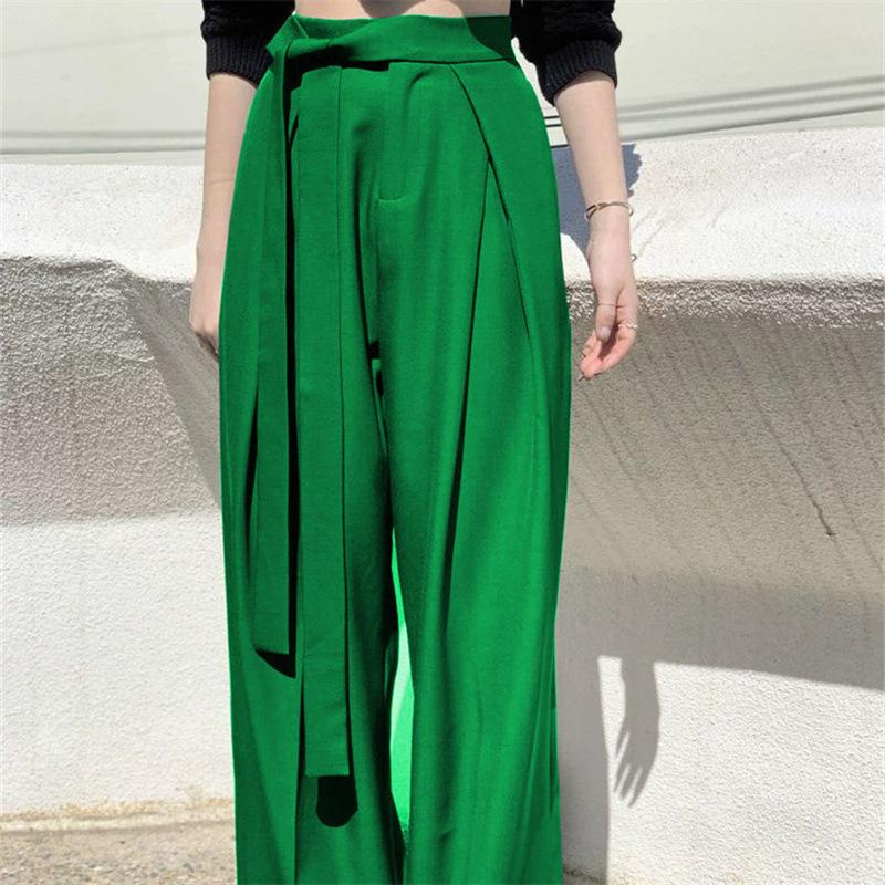 Женские брюки в стиле вестерн с драпировкой, осенние, широкие штанины, создающие уникальный повседневный образ для поездок на работу, женские брюки