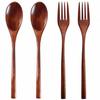 AOOSY 4-Piece Cutlery Set (Spoon, Fork, and Other) - Perfect for Commuting, Lunchboxes, and Students - Natural Wood Dinner Set