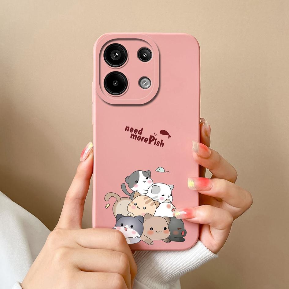Для Xiaomi Redmi Note 13 Pro 13R Turbo 3 13 A3 чехол для телефона с рисунком кота, защита камеры от падений, матовый мягкий силиконовый корпус, чехол