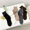Soft Cotton Long Socks Women Autumn Winter Pure Color Knitted Stocking Skinny Casual Knee High Fluffy Warm Thicken Female Sock