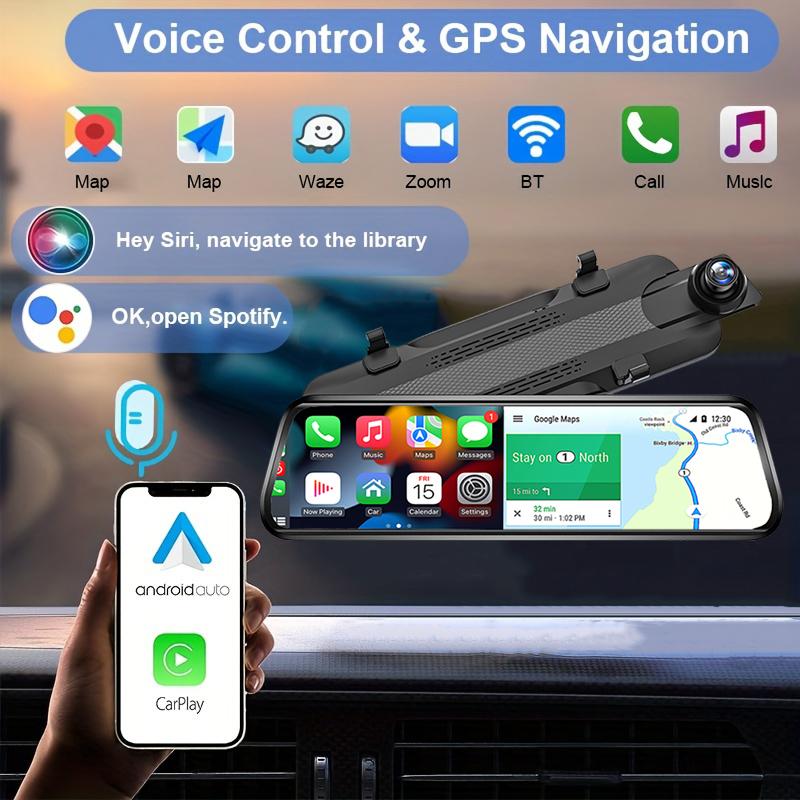 10Inch Mirror Dashcam 4K Dual Lens Dash Cam for Cars Wireless Carplay Android Auto WIFI Touch Screens AUX Car DVR Car Accessory