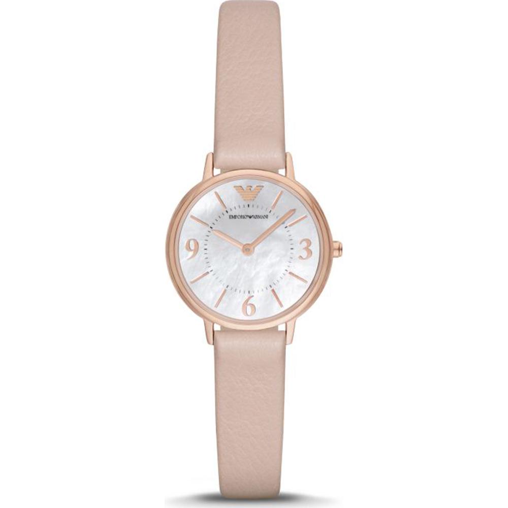 Emporio Armani Мини Женские кварцевые часы с перламутром и бежевой кожей AR2512