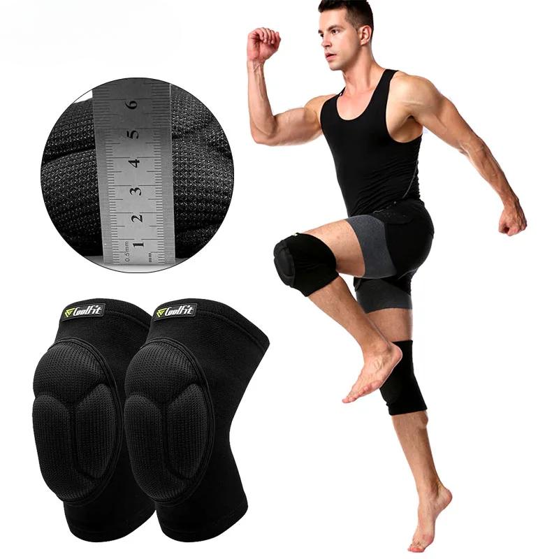 1 пара волейбольных наколенников для мужчин и женщин, толстая губка для предотвращения столкновений, теплая, противоскользящая наколенница, для йоги, работы, садоводства