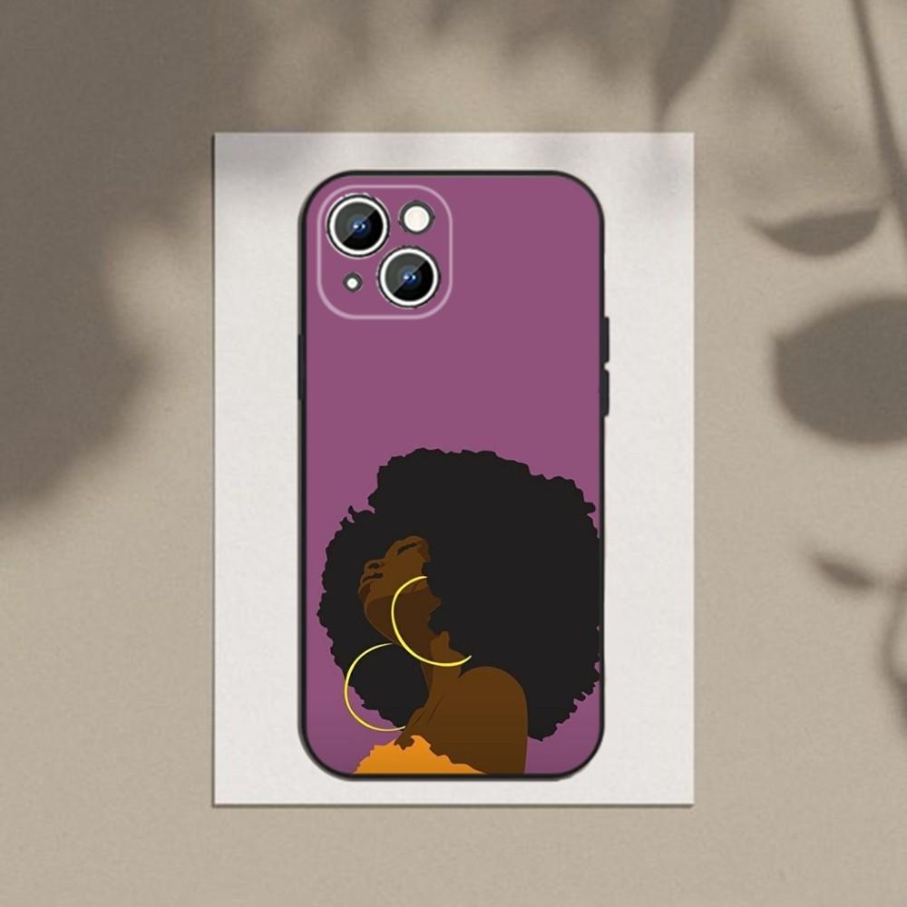 Afro Girls Art Phone Case Phone Case For Apple iPhone 15,14,13,12,11,XS,XR,X,8,7,Pro,Max,Plus,mini Silicone Black Cover